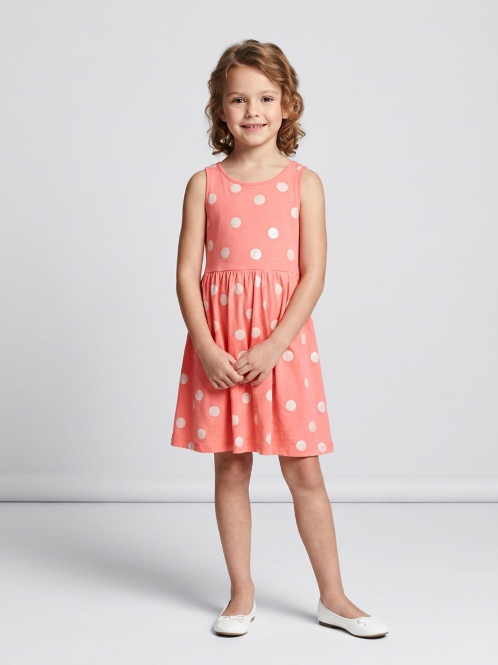 H&M Coral Polka Dot Sleeveless Girls' Dress